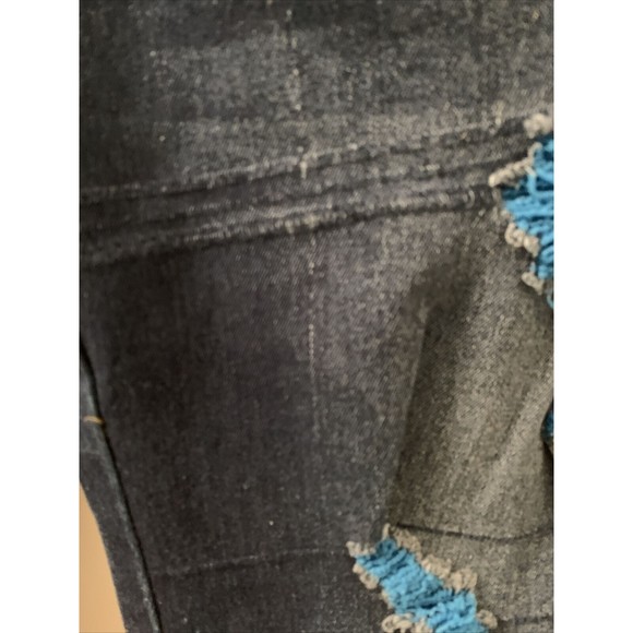 Be Girl Women's Plus Size 16 Blue Capri Jean Shorts Pockets Destroyed Distressed - Picture 11 of 16